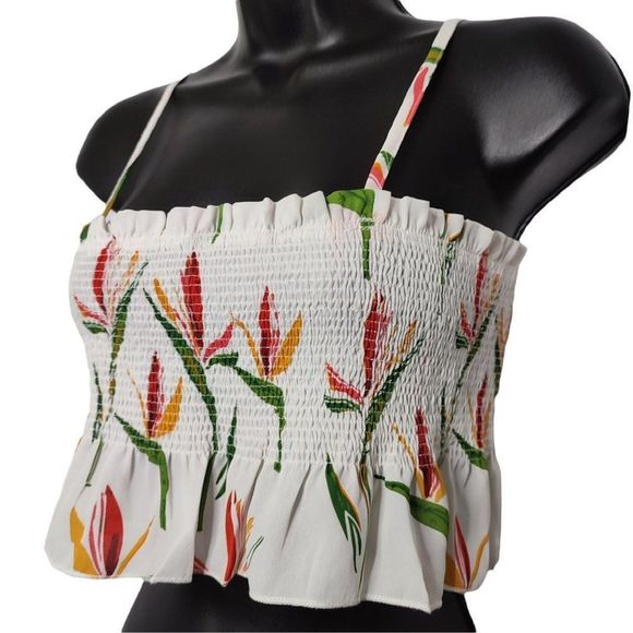 Olivaceous Tops - Olivaceous Birds of Paradise Floral Crop top